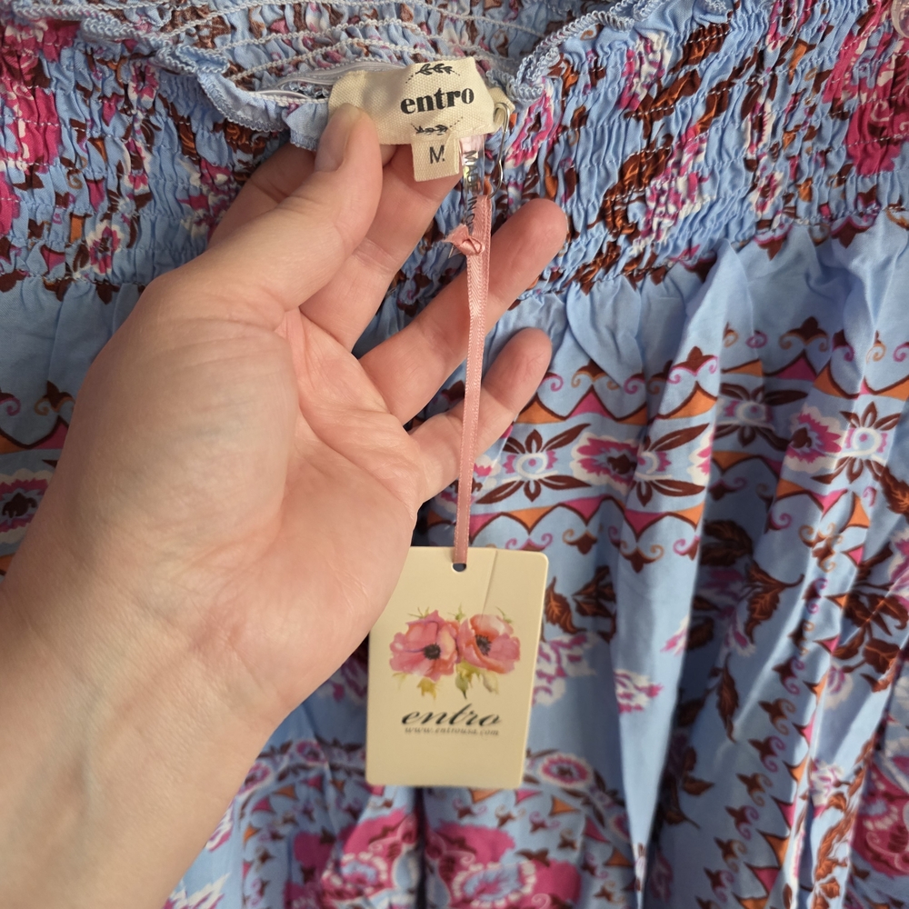 Entro Floral Top in Blue and Pink - Picture 5 of 7